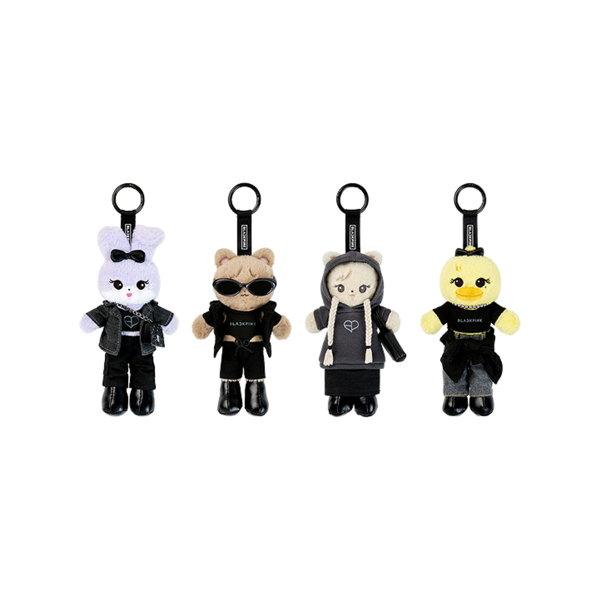 BLACKPINK BPCOLLECTION Long Plush Keyring in SOOYA, GOMDEUKI, ROSIE, and PPEU character designs