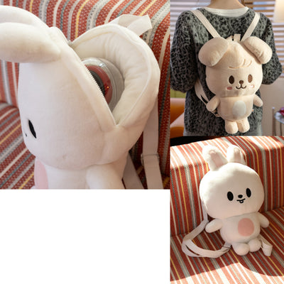 SKZOO plush backpack shoulder straps, worn PuppyM design and Leebit zip compartment