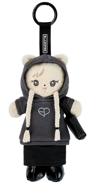 BLACKPINK BPCOLLECTION ROSIE Long Plush Keyring in black stage outfit